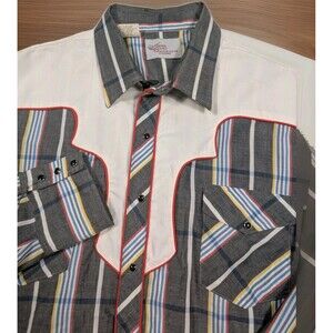 Vintage Kenny Rogers Western Shirt Karman Mens XL (17.5/35) Pearl Snap USA Made